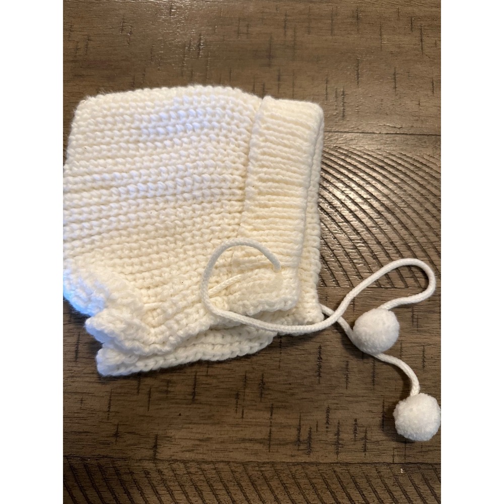 Vintage 70s Montgomery Ward Baby‎ Bonnet | White Knit 12M | Made in Japan